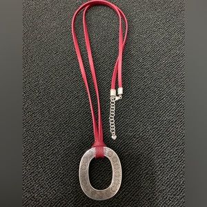 Brighton Necklace Red Leather with Ferra Pendant
